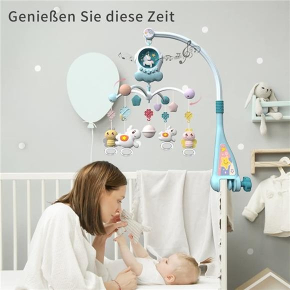 Baby Musical Crib Mobile with Night Lights and Rotation, Rattles, Remote Control - Picture 7 of 7